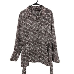 Ashley Stewart Women's Silk Blend Stretch Button Down Top  - 22